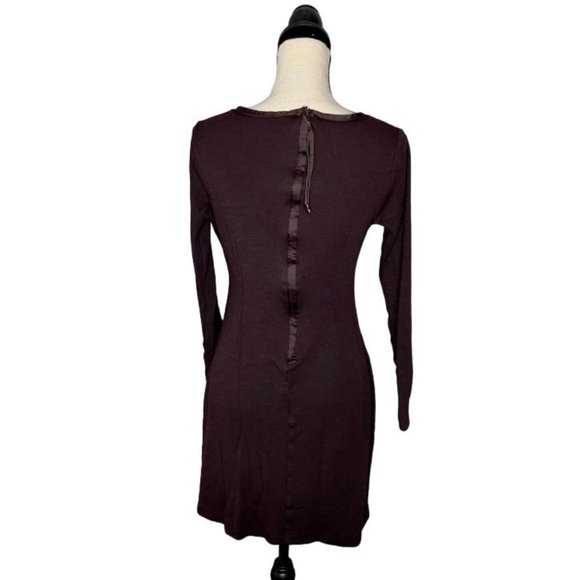 Ann Taylor Brown Scoop Neck Long Sleeve Knit Mini Dress Women's Size 10 - Picture 4 of 8